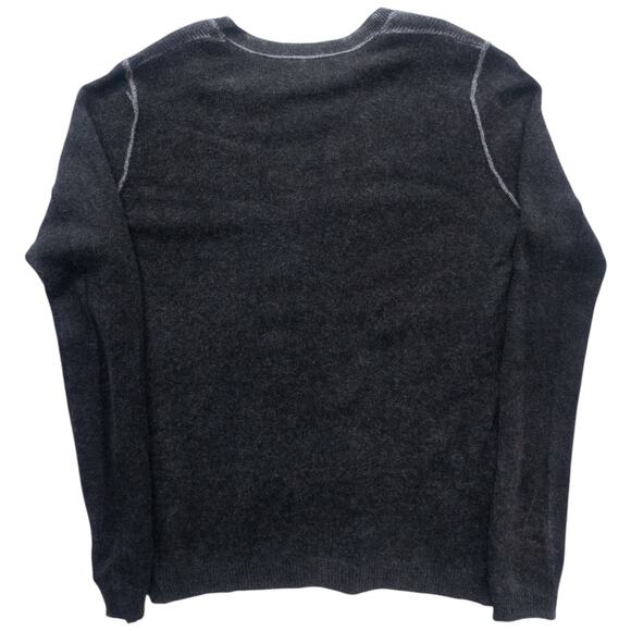 Autumn Men's Cashmere V-neck Sweater Coverstitch Detail Charcoal Gray Size Small - Picture 3 of 4